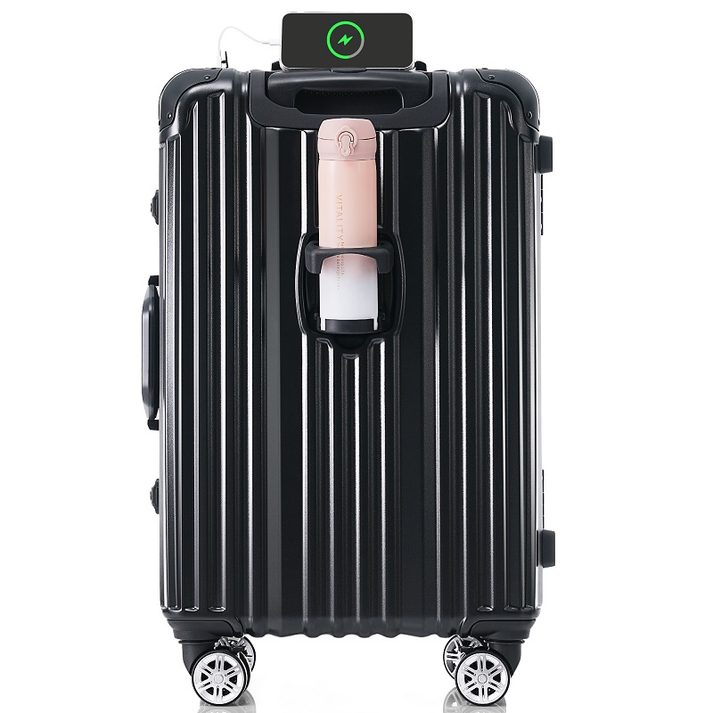 スーツケース Sサイズ 機内持ち込み アルミ ストッパー付き USBポート カップホルダー キャリーケース キャリーバッグ アルミフレーム 2日~3日 大容量 超軽量｜coomo-jp｜02