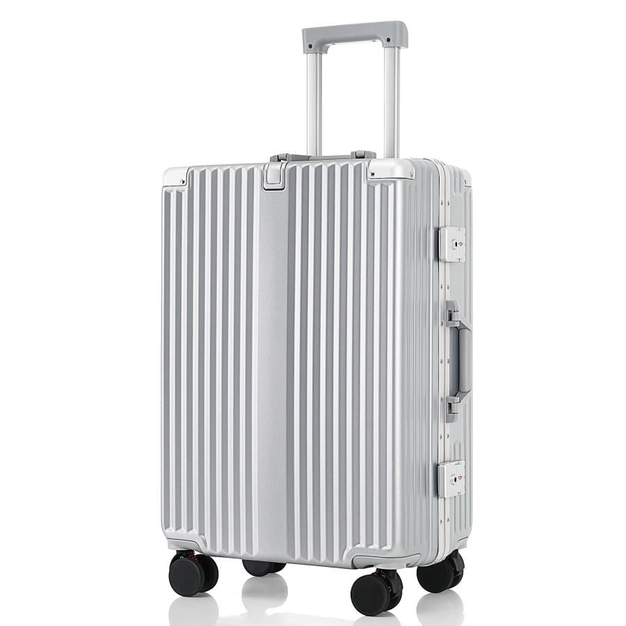 スーツケース Mサイズ フレームタイプ キャリーケース アルミ USBポート付き カップホルダー フ...