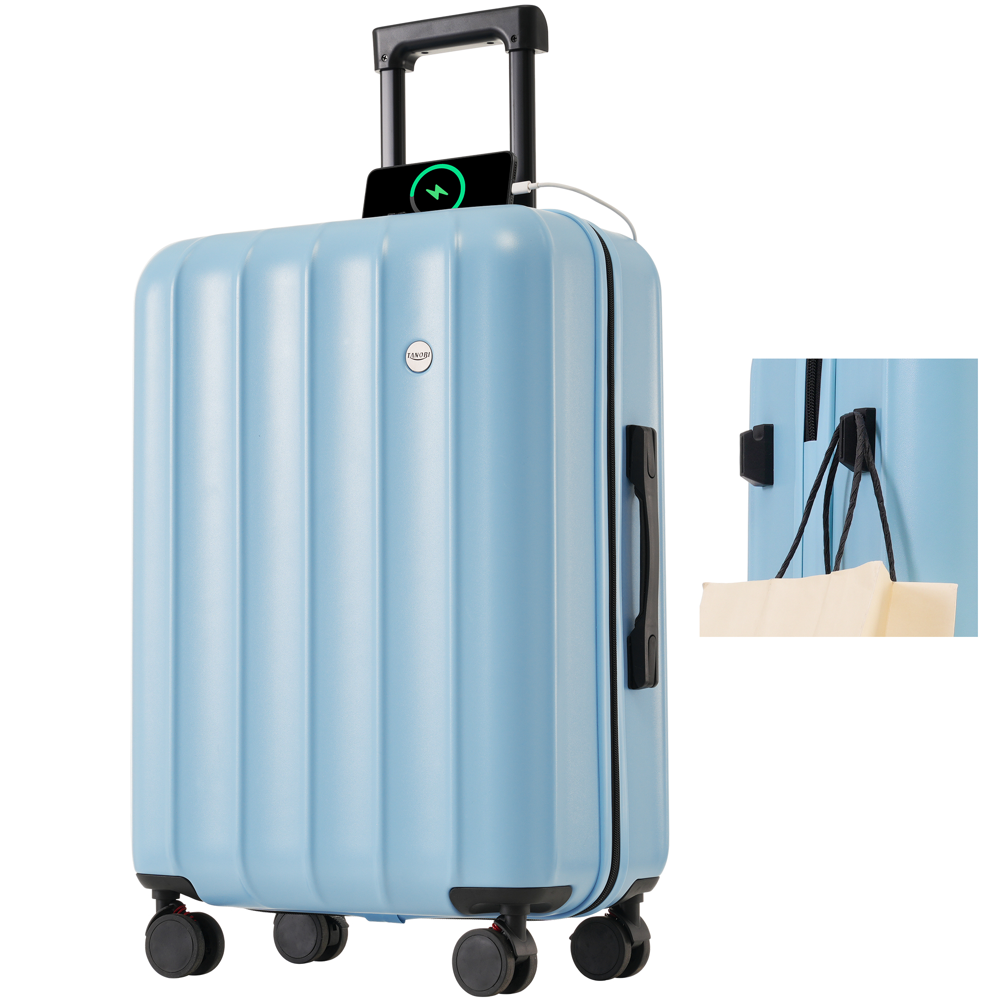 スーツケース Lサイズ キャリーケース 8-14日宿泊 キャリーバッグ USBポート フック付き 超軽量 ストッパー付き TSAローク搭載 旅行