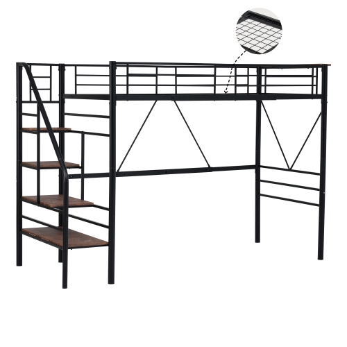 【メッシュ床板】SDロフトベッド階段付きパイプベッドセミダブルコンセント付き収納 メッシュ床板】ロフトベッド 階段付き パイプベッド セミダブル SD