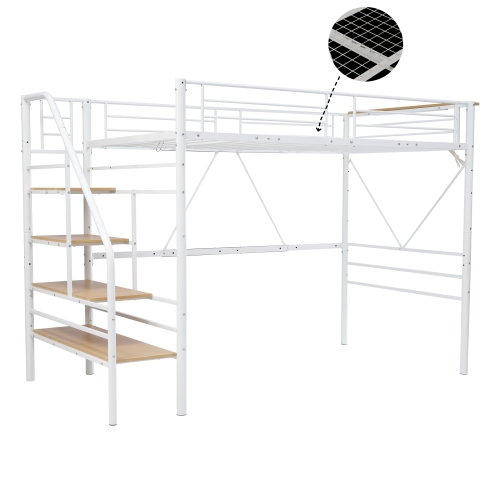 【メッシュ床板】SDロフトベッド階段付きパイプベッドセミダブルコンセント付き収納 メッシュ床板】ロフトベッド 階段付き パイプベッド セミダブル SD