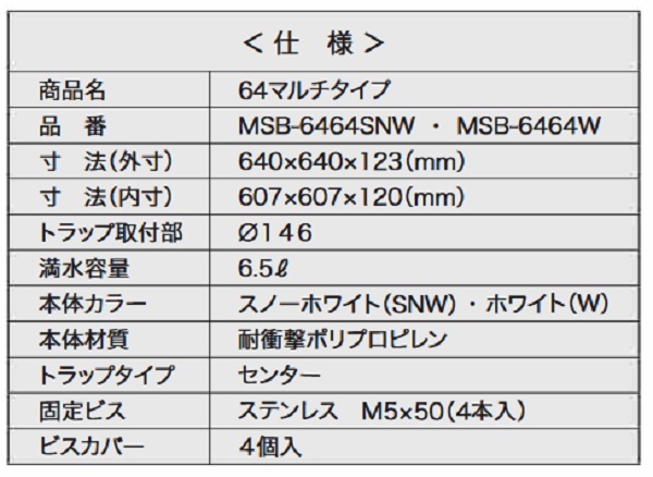 シナネン MSB-6464W 洗濯機防水パン ベストレイ 64マルチタイプ トラップタイプ:センター 透明トラップ付 ホワイト [♪] :msb- 6464w-clear:coordiroom ヤフー店 - 通販 - Yahoo!ショッピング