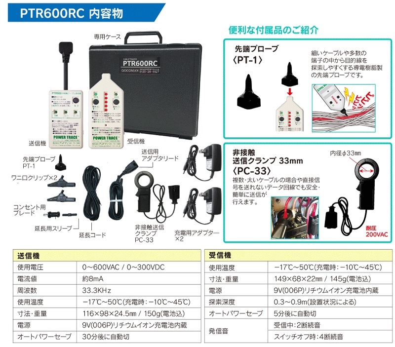 GOODMAN グッドマン PTR600RC ケーブル探索機 リチウムパワー