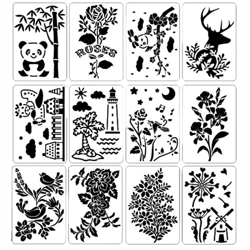 ステンシルシート 花 ステンシル 動物 イラスト 手帳サイズ 描画 テンプレート ステンシルプレート 可愛い |  | 02