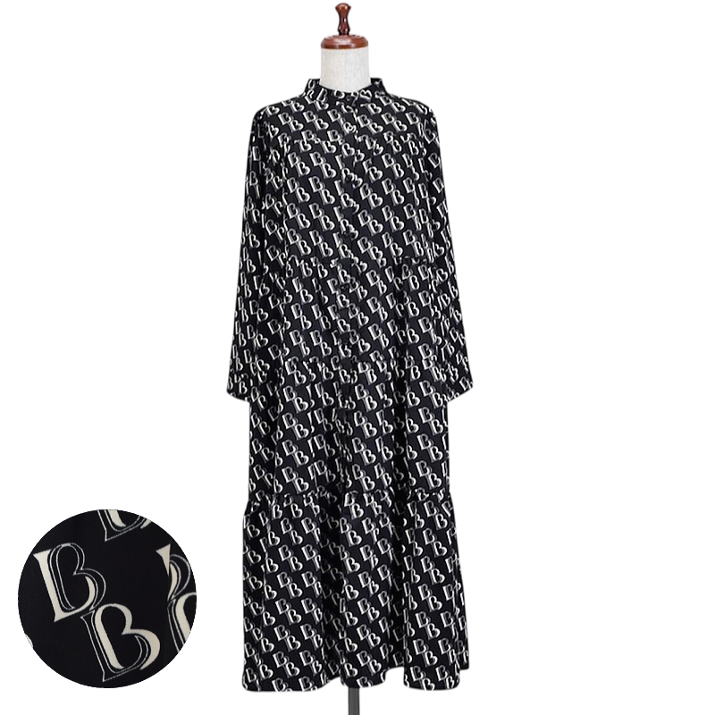 プリント ティアードロングワンピース レディース アニマル柄 うさぎ