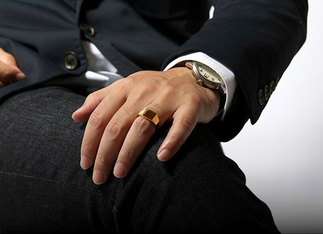 18金 印台 リング メンズ 男 指輪 K18 ゴールド 金 人気 K18 保証書付