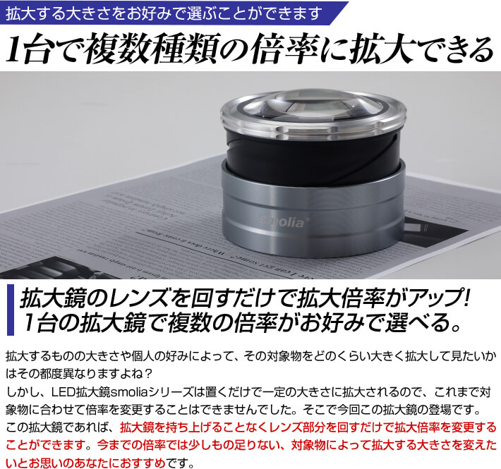 拡大鏡 ルーペ 卓上 LED ライト付き スタンド レンズ 手持ち 3倍