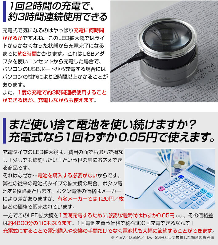 拡大鏡 ルーペ 卓上 LED ライト付き スタンド レンズ 手持ち 3倍