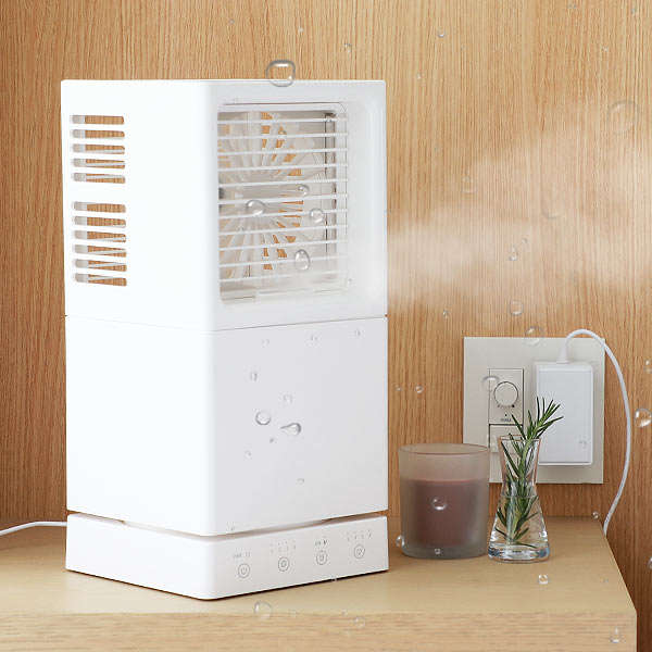 Qurra 加湿器 卓上 超音波式 ミスト 冷風機 小型 電気代 節電 首