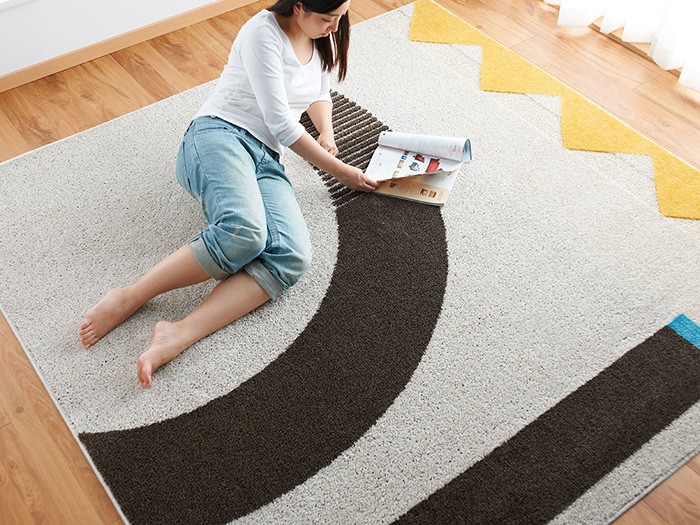 ラグマット/絨毯 【LINEKE RUG 200cm×200cm アイボリー】 送料無料 NEXTHOME Lineke Rug アイボリー ラグ 200×200cm