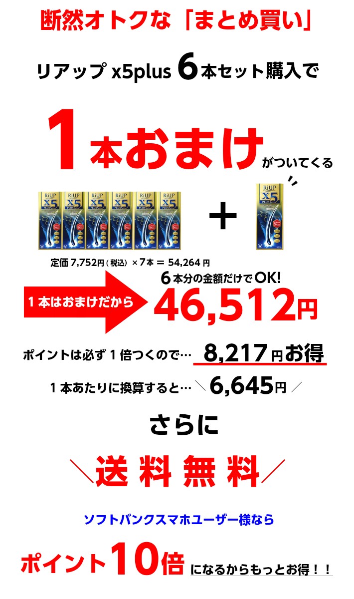 リアップX5 チャージ 60ml× 6本 セット+1本プレゼント x5 CHARGE 第一