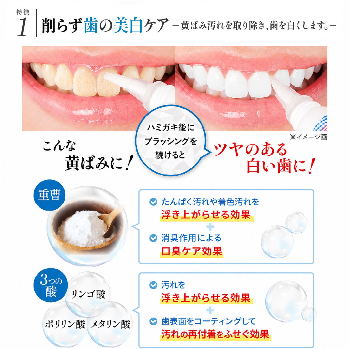 ペンで簡単に塗れる 薬用 ホワイトニングジェル LDK1位 重曹 黄ばみ