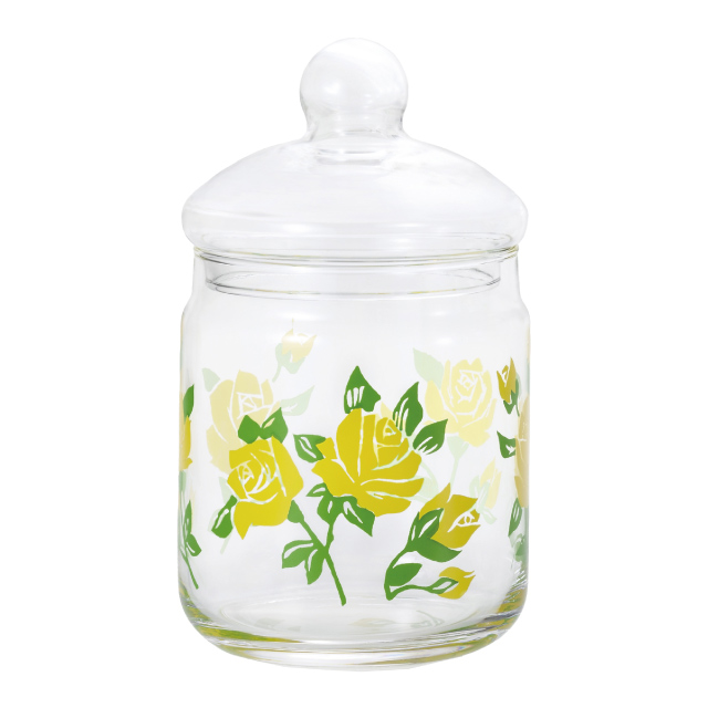 イエローガラス 蓋付き容器 花模様 イエローガラス 蓋付き容器 花模様 イエローガラス 蓋付き容器 花模様