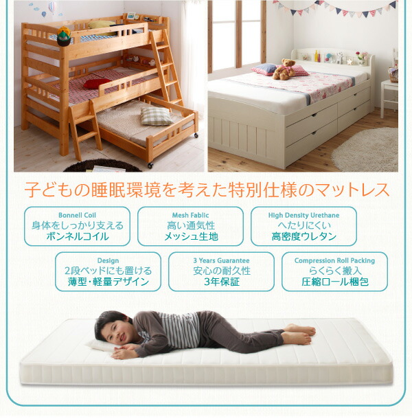 子どもの睡眠環境を考えた 安眠マットレス 薄型・軽量・高通気