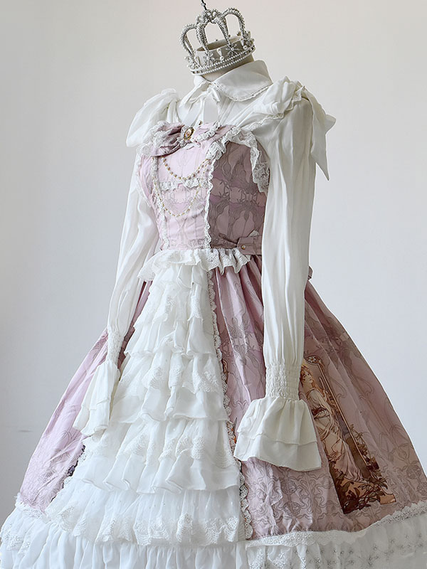 ロリィタジャンパースカート スウィート ストラップ 綿繊維 プリント柄