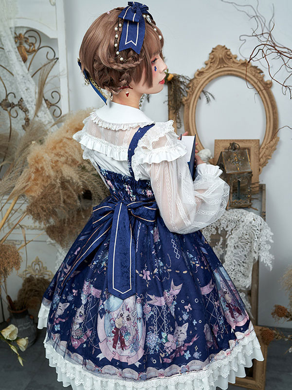 スウィートロリータドレスJSKボウレース弓猫ロリータジャンパー