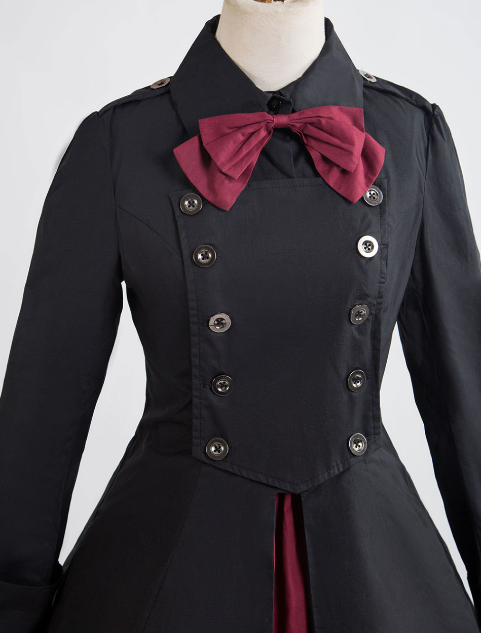 Amavel ダブルブレスト 軍服　ワンピース 　ワインレッド　ブラック Amavel ミリタリー ダブルボタン セーラー襟 ワンピース 軍服 ロリータ