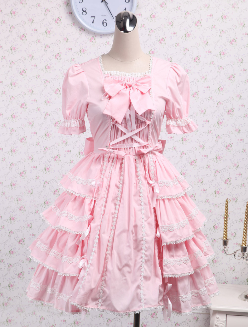 スイートガールスタイルのマカロンカラーロリータJSKドレス