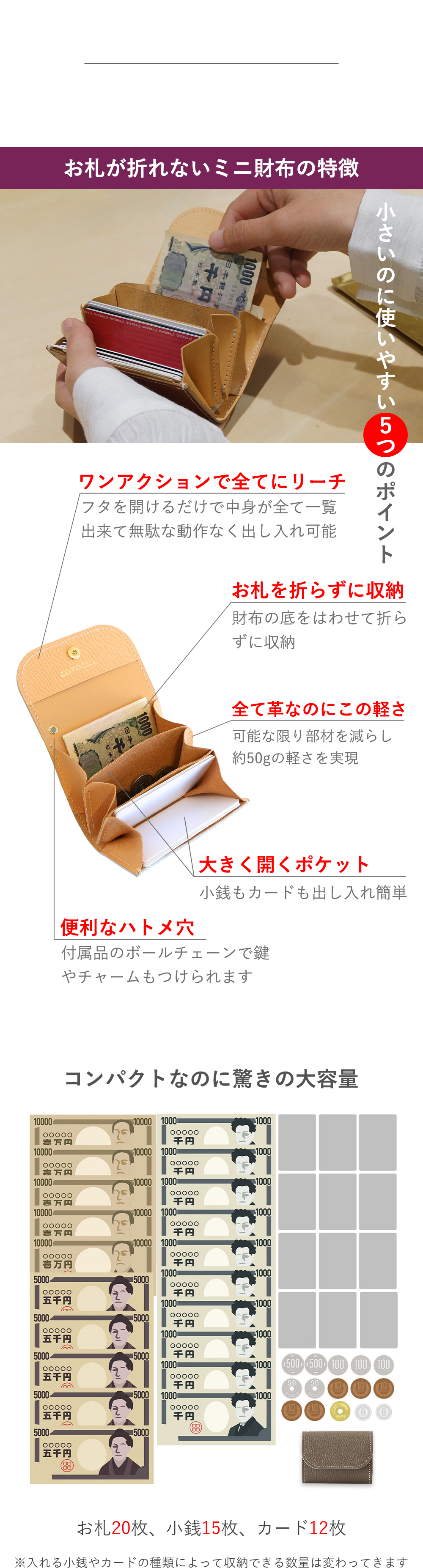 ミニ財布イタリアン染ポイント