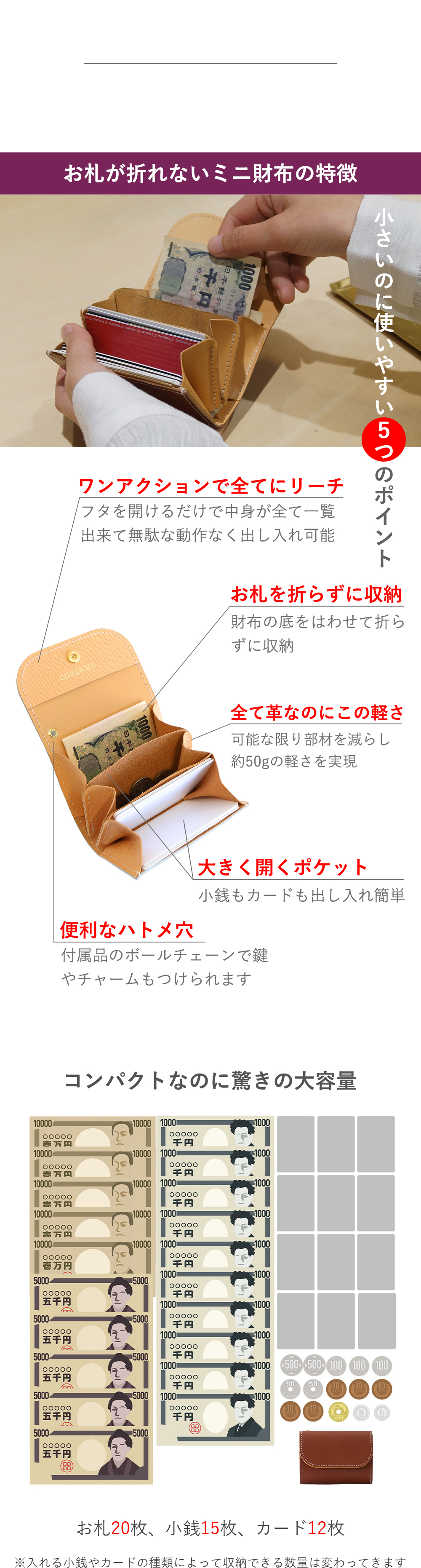 ミニ財布都レザーポイント