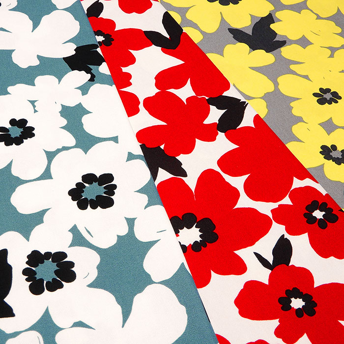 花柄 生地 オックス 北欧風 広幅 リトルアメリ 布 黄色 赤 青 系 W幅 W