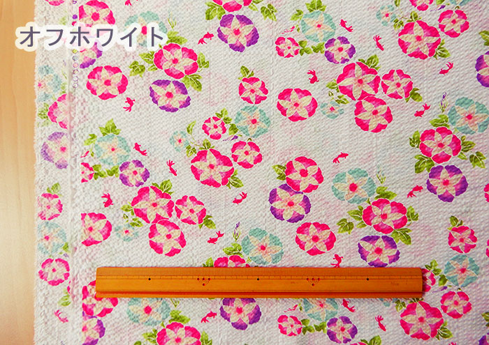 リップル 生地 子供 朝顔 浴衣 甚平 布 和柄 夏物 白 ブルー ピンク 紺