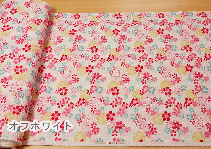 和柄 リップル 生地 桜 子供 浴衣 甚平 花柄 布 白 ピンク ブルー 紺