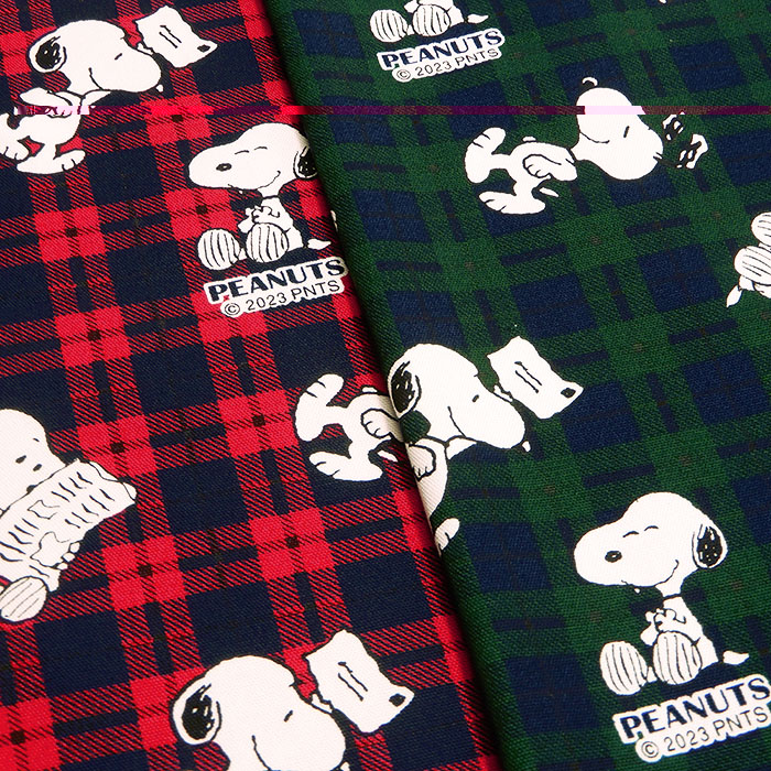 SNOOPY - レトロ SNOOPY スヌーピー タペストリー 生地 布地 日本製 SNOOPY 生地 スヌーピー オックス キャラクター 赤 緑 布 綿