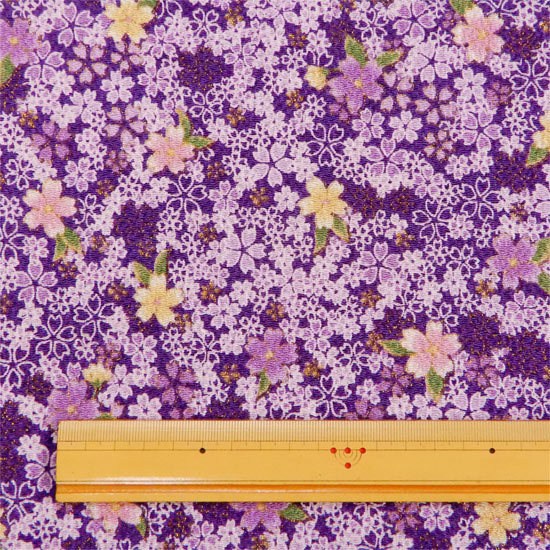 桜 ちりめん 生地 はぎれ 金彩 カットちりめん 35cm×33cm 縮緬生地 京 