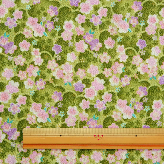 桜 ちりめん生地 金彩 はぎれ 和柄 カットちりめん 35cm×33cm
