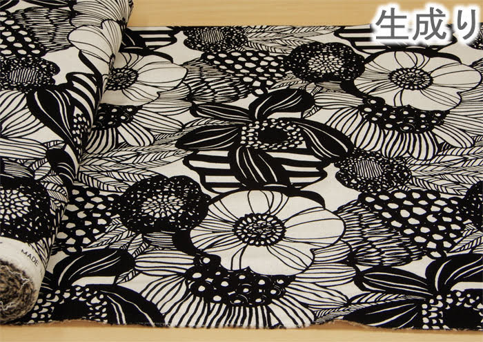 生地 キャンバス くすみカラー 花柄 綿麻 柄 布 / う早この布