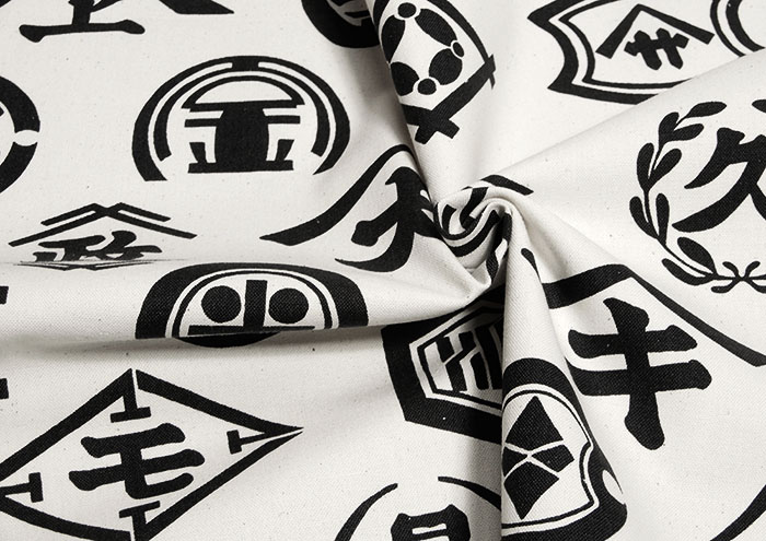 和柄 生地 10番キャンバス 家紋柄 レトロ 布地 110cm幅 商用利用可