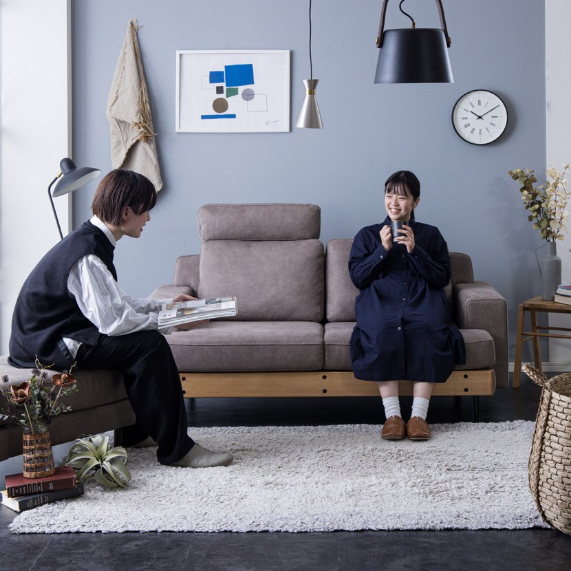 Nora. andg ブッバ ソファ ネイビー 
ビーズクッション デニム風 NORA（ノラ） ソファ 2.5人掛け ナチュラル家具 ファブリック2色展開