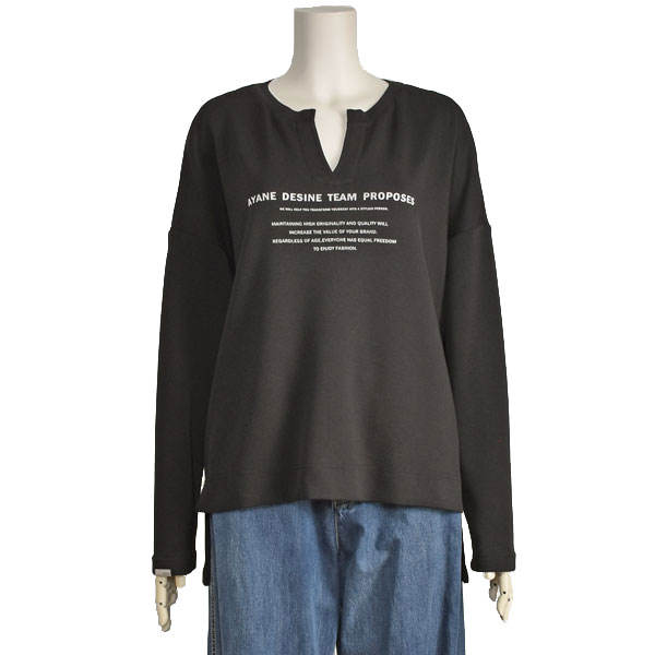 ayane アヤン カットソー レディース ロング 長袖 ロゴ tシャツ