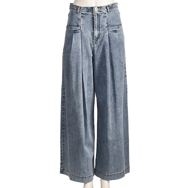 ayane アヤン デニム タック ワイド パンツ レディース 脚長 ブリーチ