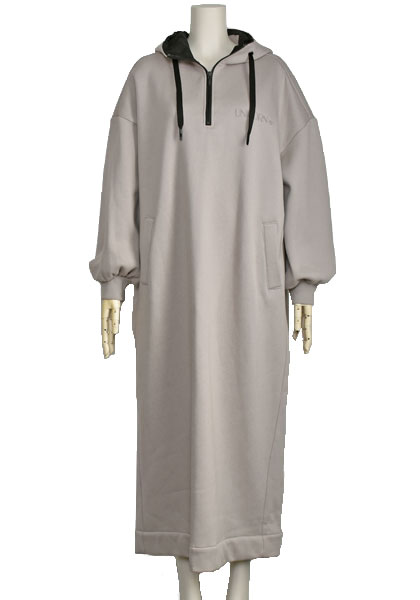 ayane 裏起毛フーディワンピース　グレージュ ayane パーカー ワンピース 裏起毛 レディース ロング ゆったり