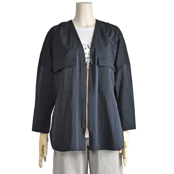【美品】PASSIONE ゆったりワイドVネックノーカラージャケット ネイビー PASSIONE パシオーネ ノーカラー ジャケット レディース Vネック