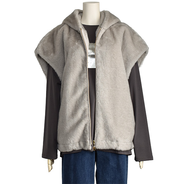 PASSIONE（パシオーネ） ベスト ジレ ファー レディース フーディ