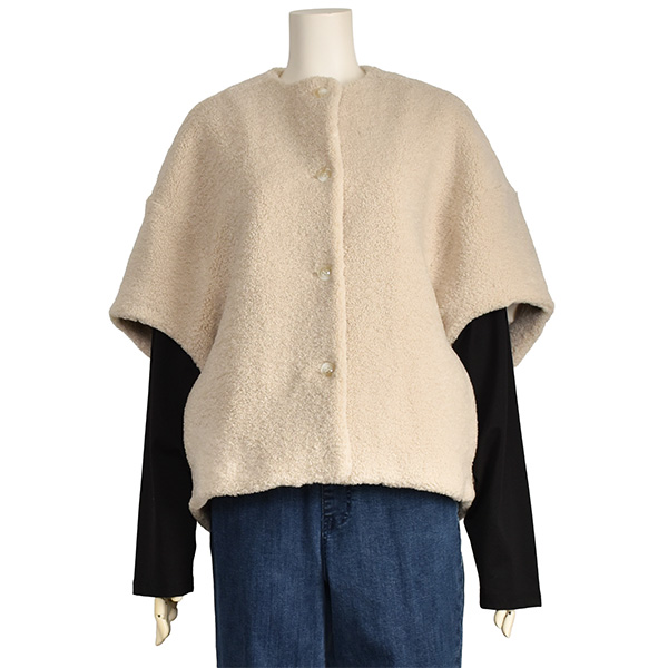 PASSIONE（パシオーネ） ボア ジャケット 五分袖 レディース ゆったり