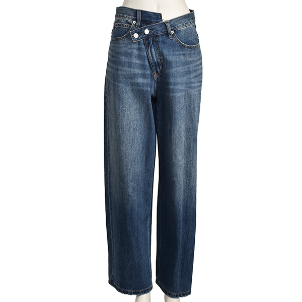 【cafune】新品デニム・ジーンズ Cafune（カフネ） 再入荷 クロスウエスト ワイド ストレート ジーンズ