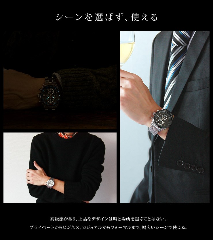 LAD WEATHER クロノグラフ 腕時計 メンズ スイス製トリチウムを