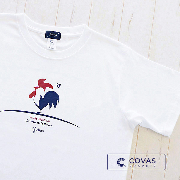 COVAS GRAPHIC Tシャツ フレンチ鶏 ホワイト 白 301331-10 ユニ