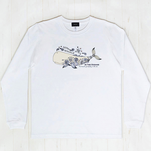 美品 45R 海ものがたり クジラ柄プリント ロングスリーブTシャツ 白 日本製 美品 45R 海ものがたり クジラ柄プリント ロングスリーブTシ