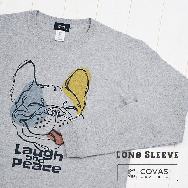 ユニセックス 長袖 プリントTシャツ　"犬の書"　426218-15　杢グレー　COVAS GRAPHIC 楽天市場】COVAS GRAPHIC 長袖 ユニセックス Tシャツ