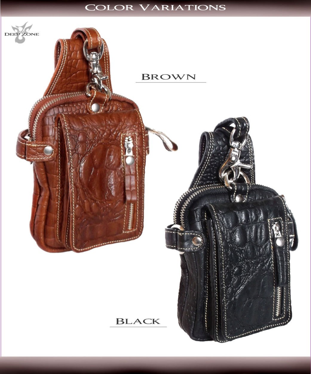 ヒップバッグ メンズ 本革 ベルトポーチ ワニ型押し プレゼント ギフト