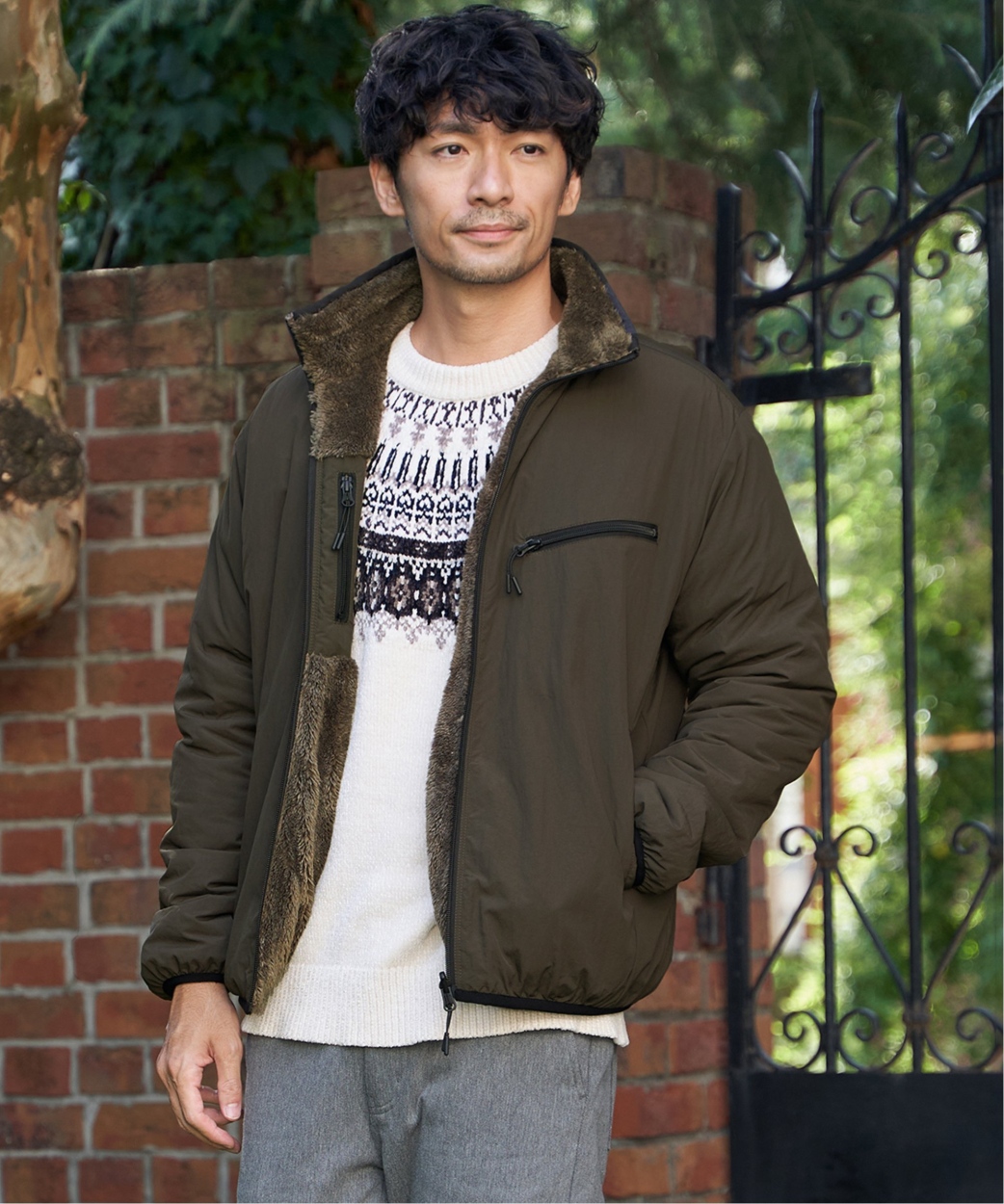 ikka（イッカ） 【2WAY】リバーシブルナイロンフリースブルゾン : COX