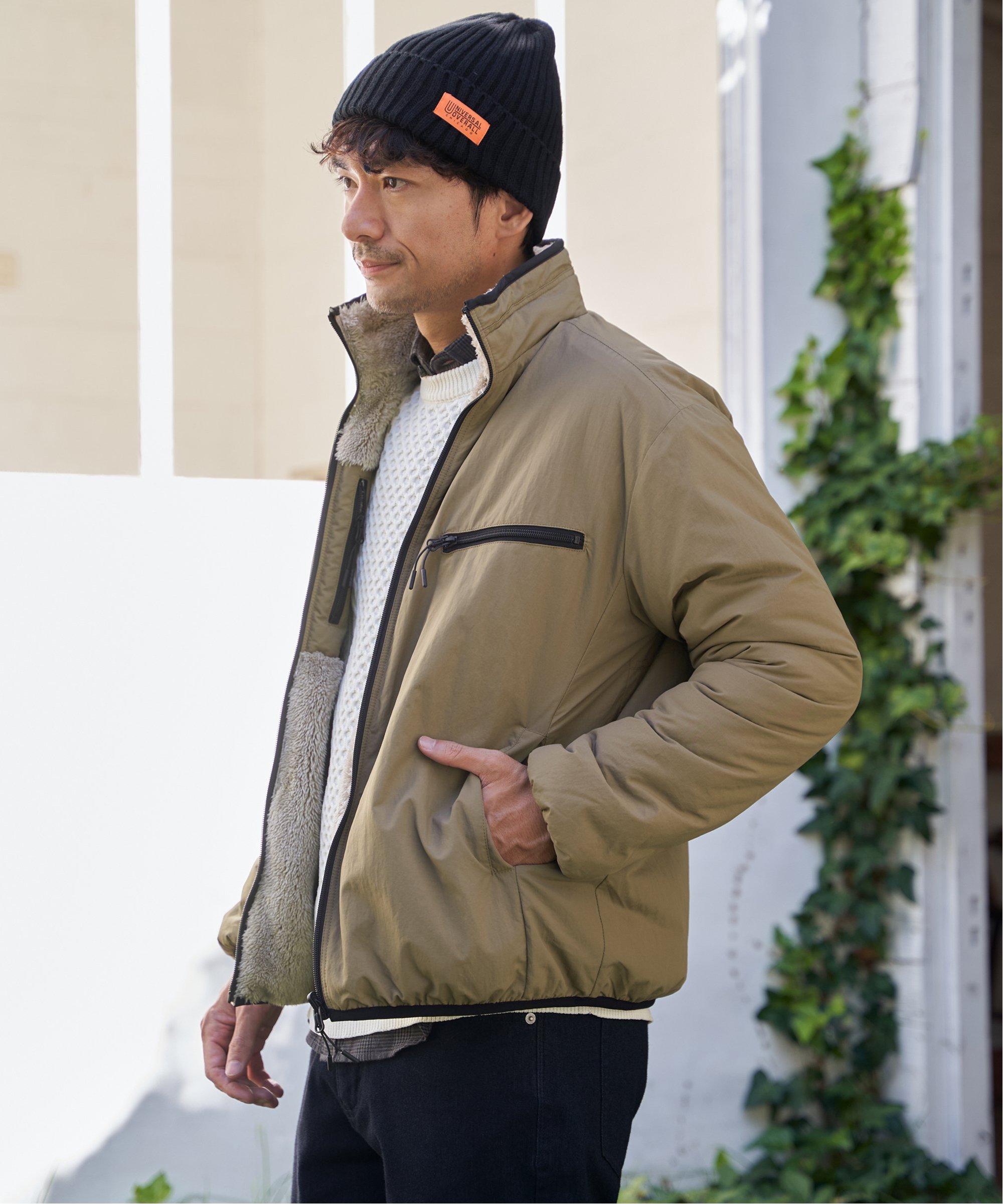 ikka（イッカ） 【2WAY】リバーシブルナイロンフリースブルゾン : COX