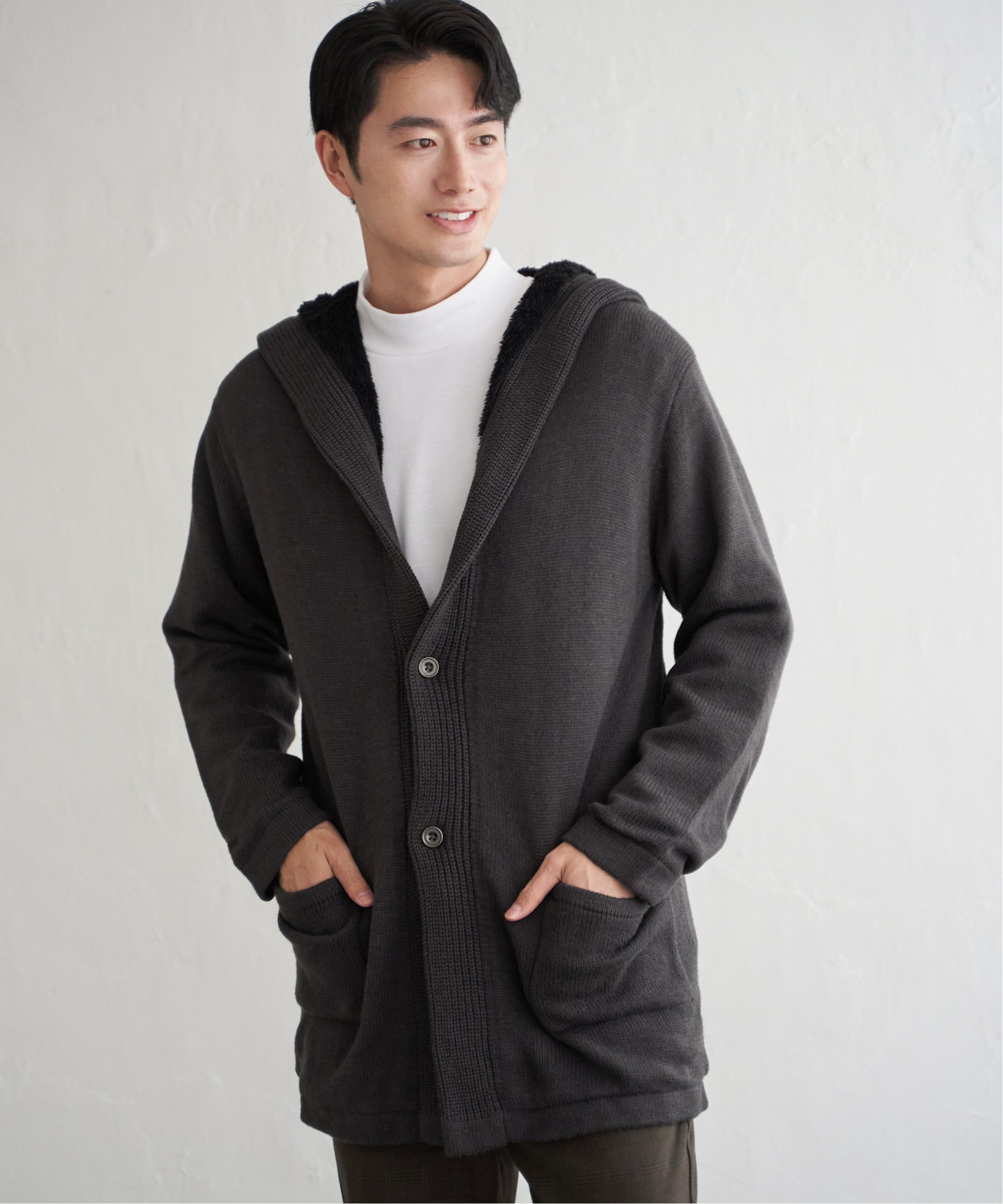 ikka（イッカ） 裏ボアニットフーディガン : COX-ONLINE SHOP ヤフー店 