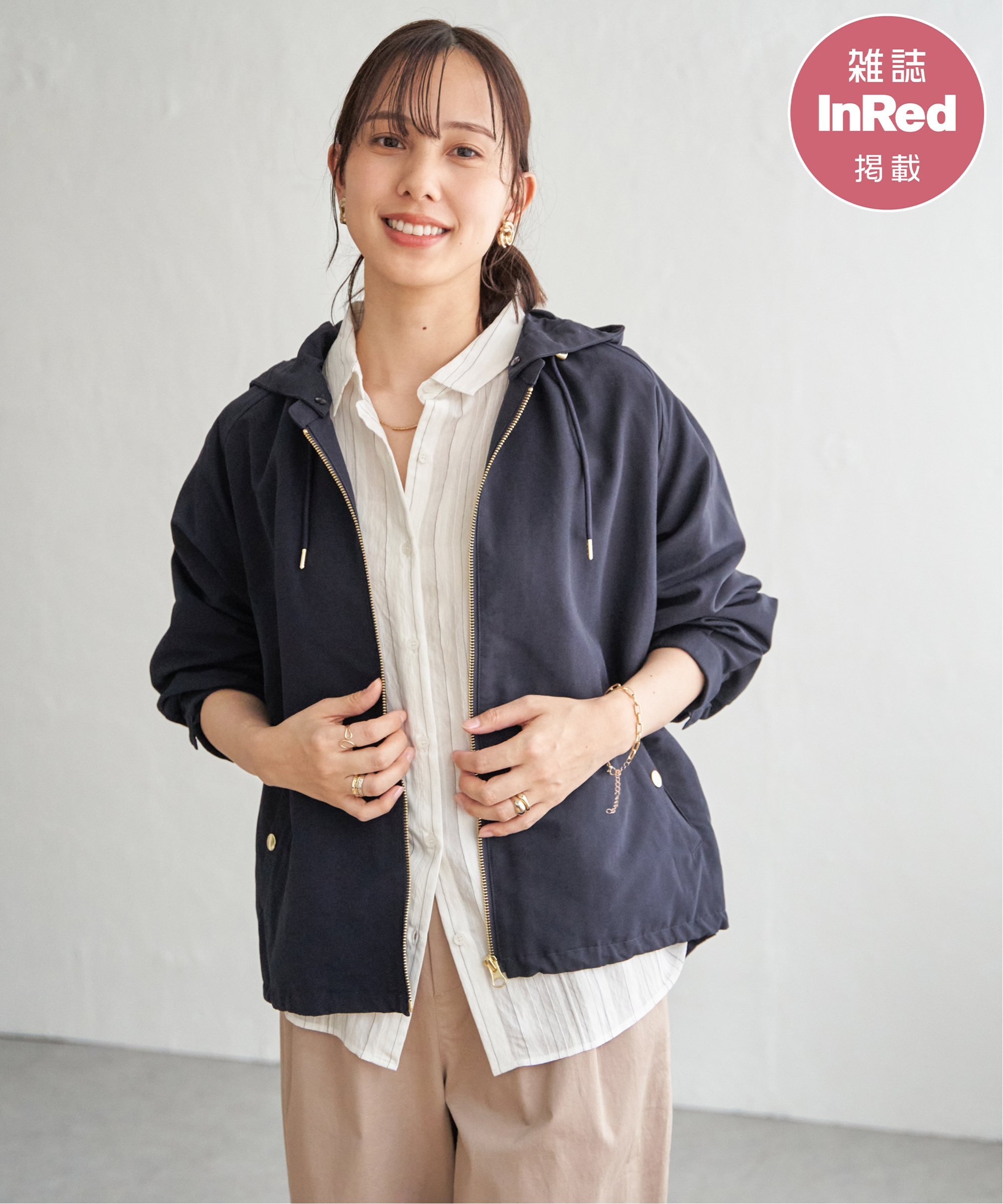 ikka 撥水花粉リリース2WAYマウンテンパーカー Lサイズオフホワイト ikka｜【雑誌InRed4月号掲載】撥水花粉リリース2WAYマウンテンパーカー