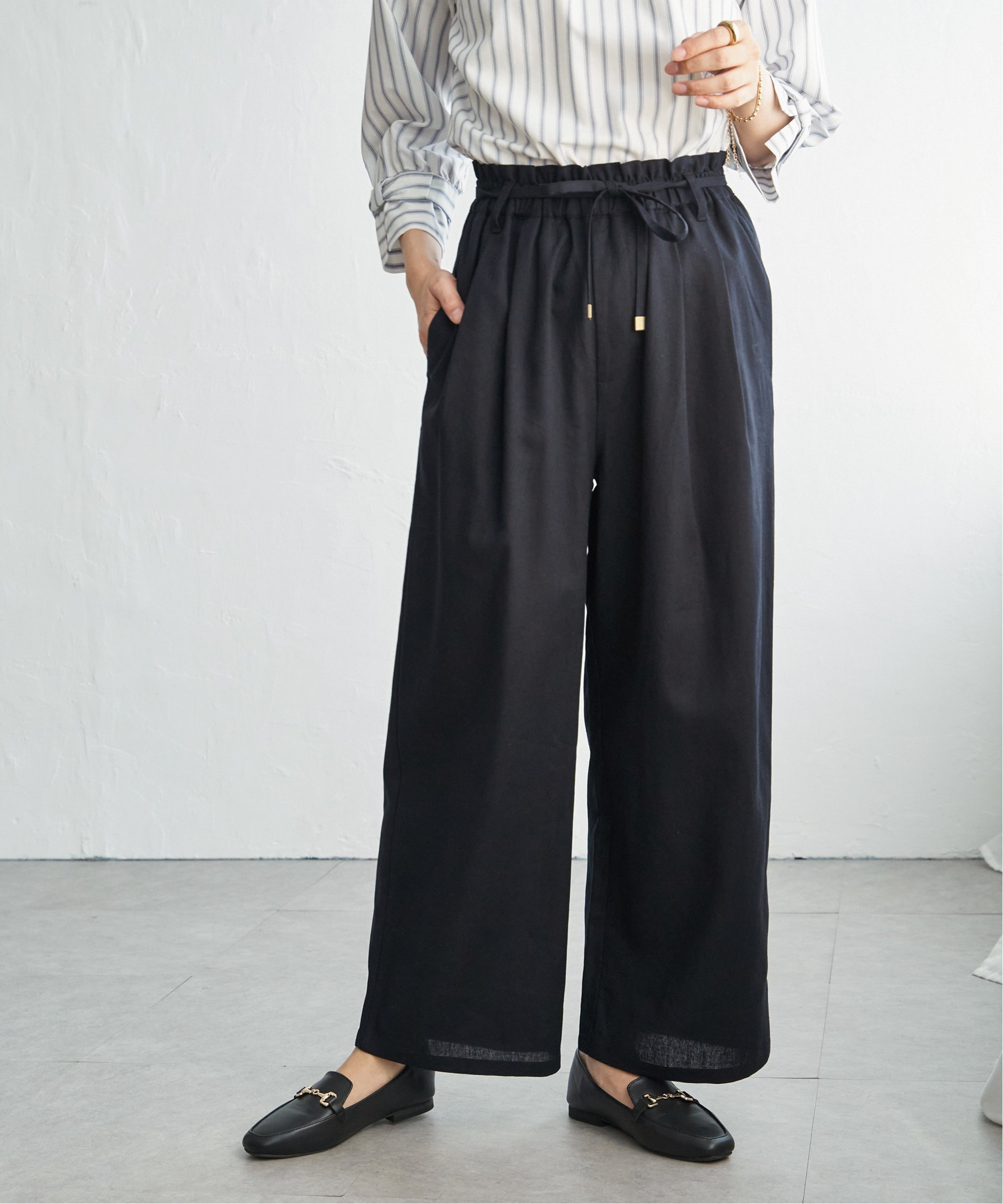 ikka（イッカ） 麻混ベルト付きイージーパンツ : COX-ONLINE SHOP
